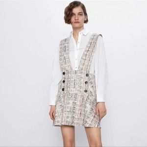 Zara Tweed Printed Pinafore Dress